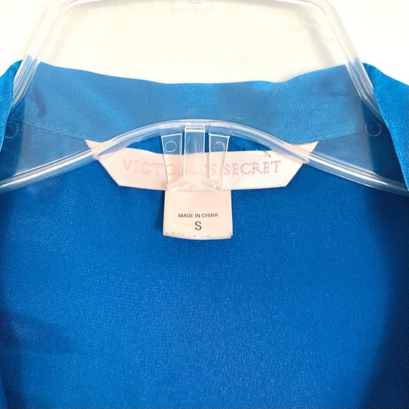 Victoria's Secret Blue Satin buttoned front Pajama Top - Picture 3 of 9
